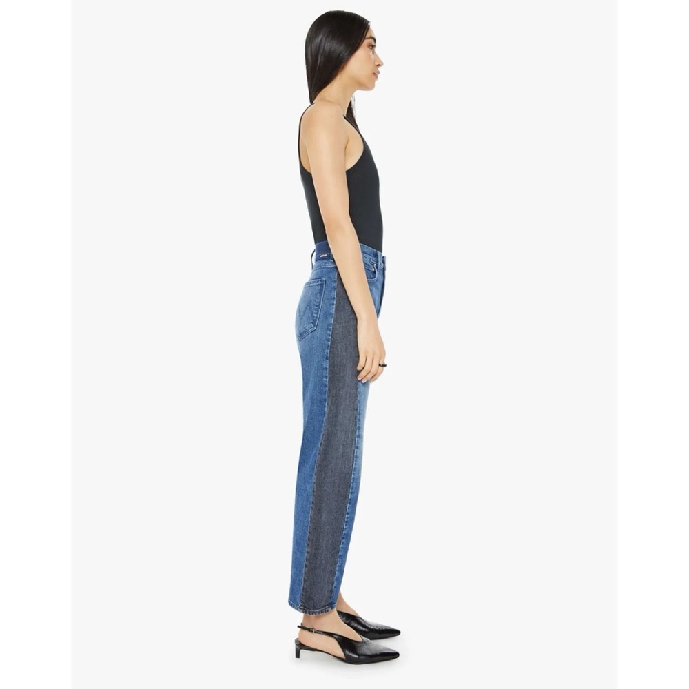 MOTHER Superior The Lil Half Pipe Flood Barrel Jeans Black Blue 24 - Picture 3 of 16